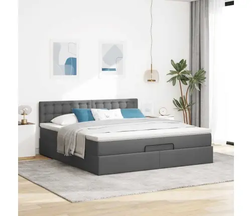 Osmaņu Gultas Rāmis Ar Matrača Tumši Pelēks 160X200 Cm Audums Vidaxl