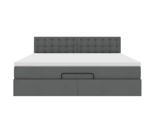 Osmaņu Gultas Rāmis Ar Matrača Tumši Pelēks 160X200 Cm Audums Vidaxl