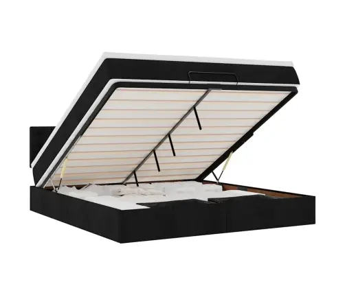 Ottomani Voodi Madratsiga, Must, 160X200 cm Kangas