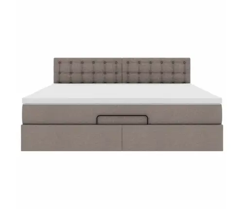 Osmaņu Gultas Rāmis Ar Matrača Pelēkbrūns 160X200 Cm Audums Vidaxl