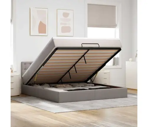 Osmaņu Gultas Rāmis Ar Matrača Pelēkbrūns 160X200 Cm Audums Vidaxl