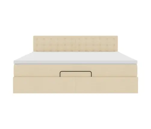 Osmaņu Gultas Rāmis Ar Matrača Krēmkrāsas 160X200 Cm Audums Vidaxl