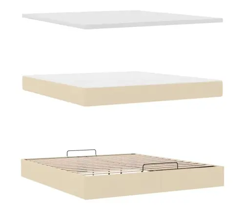 Osmaņu Gultas Rāmis Ar Matrača Krēmkrāsas 160X200 Cm Audums Vidaxl