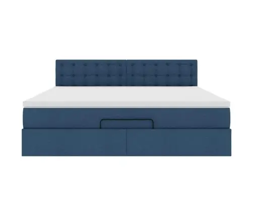 Ottomani Voodi Madratsiga, Sinine, 160X200 cm Kangas