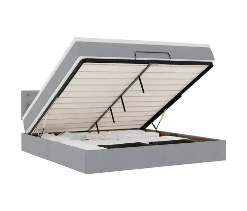 Ottomani Voodi Madratsiga, Helehall, 180X200 cm Kangas