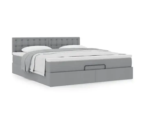 Ottomani Voodi Madratsiga, Helehall, 180X200 cm Kangas