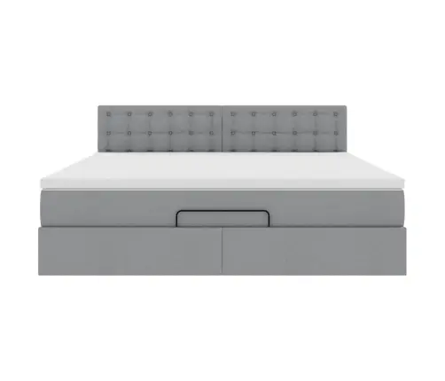 Ottomani Voodi Madratsiga, Helehall, 180X200 cm Kangas