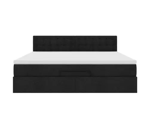 Osmanų Lovos Rėmas Su Čiužiniu, Juodas, 180X200 cm Audinys