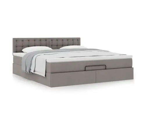 Osmaņu Gultas Rāmis Ar Matrača Pelēkbrūns 180X200Cm Audums Vidaxl