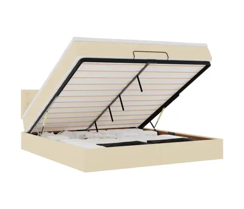 Osmaņu Gultas Rāmis Ar Matrača Krēmkrāsas 180X200 Cm Audums Vidaxl