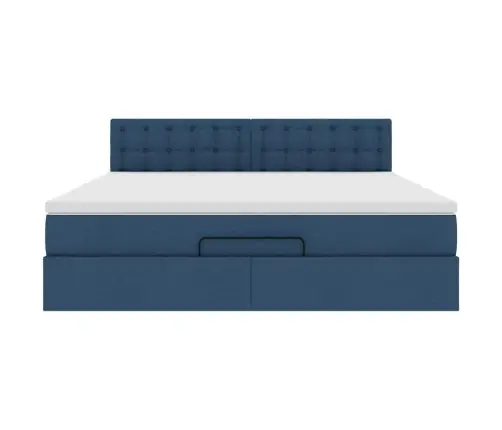 Ottomani Voodi Madratsiga, Sinine, 180X200 cm Kangas