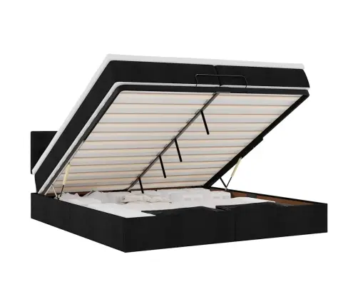 Osmanų Lova Su Čiužiniu Juodas 200X200 Cm Audinys