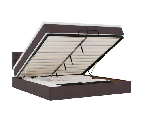 Osmaņu Gultas Rāmis Ar Matrača Tumši Brūns 200X200 Cm Audums Vidaxl