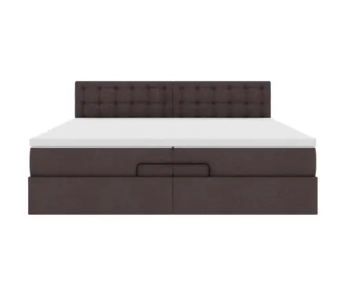 Osmaņu Gultas Rāmis Ar Matrača Tumši Brūns 200X200 Cm Audums Vidaxl