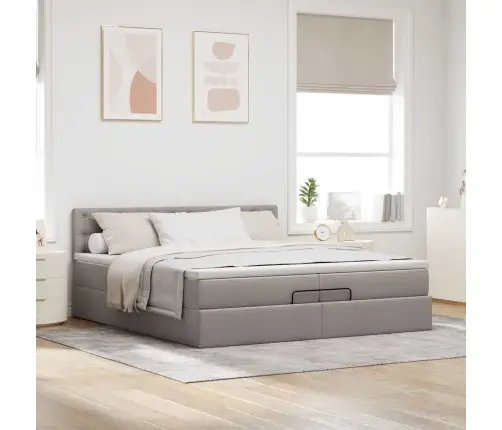Osmanų Lova Su Čiužiniu Taupe 200X200 Cm Audinys