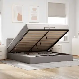 Osmanų Lova Su Čiužiniu Taupe 200X200 Cm Audinys