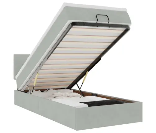 Osmanų Lovos Rėmas Su Čiužiniu, Pilkas, 80X200cm Aksomas