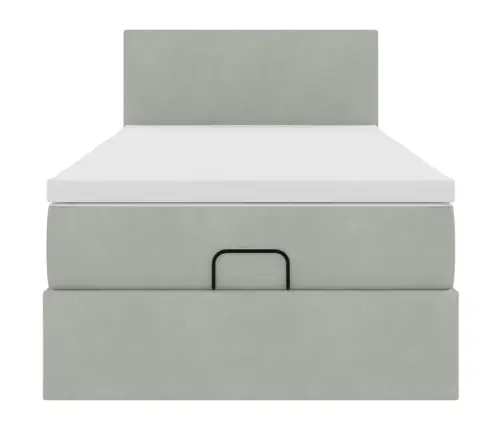 Ottomani Voodiraam Madratsiga, Helehall, 90X200cm Samet