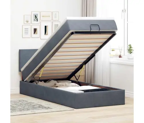 Osmaņu Gultas Rāmis Ar Matrača Tumši Pelēks 90X200Cm Samts Vidaxl