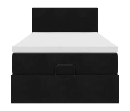 Ottomani Voodiraam Madratsiga, Must, 100X200cm Samet