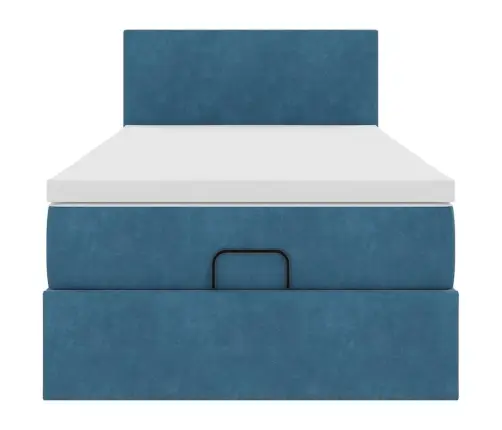 Osmaņu Gultas Rāmis Ar Matrača Tumši Zils 100X200Cm Samts Vidaxl