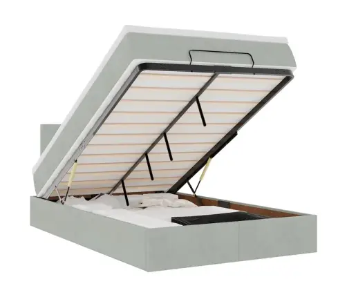 Ottomani Voodi Madratsiga, Helehall, 120X190 cm Samet