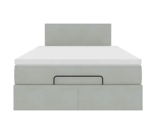 Ottomani Voodi Madratsiga, Helehall, 120X190 cm Samet