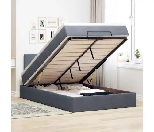 Ottomani Voodi Madratsiga, Tumehall, 120X190 cm Samet