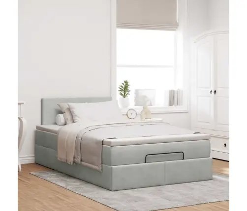 Osmaņu Gultas Rāmis Ar Matrača Gaiši Pelēks 120X200Cm Samts Vidaxl