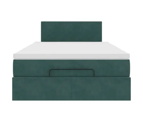 Osmaņu Gultas Rāmis Ar Matrača Tumši Zaļš 120X200 Cm Samts Vidaxl