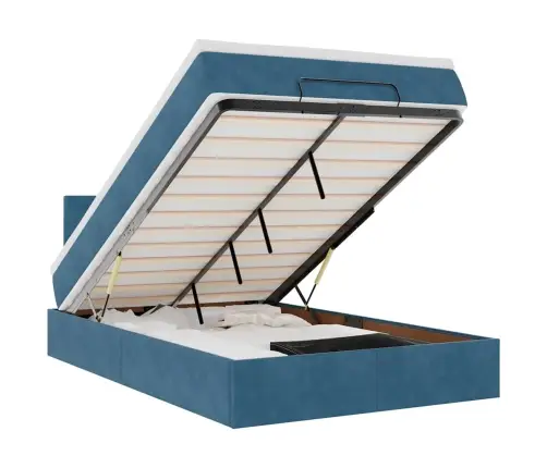 Ottomani Voodi Madratsiga, Tumesinine, 120X200 cm Samet