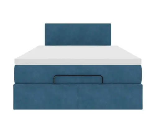 Ottomani Voodi Madratsiga, Tumesinine, 120X200 cm Samet