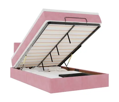 Osmaņu Gultas Rāmis Ar Matrača Rozā 120X200Cm Samts Vidaxl