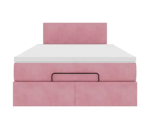 Osmaņu Gultas Rāmis Ar Matrača Rozā 120X200Cm Samts Vidaxl