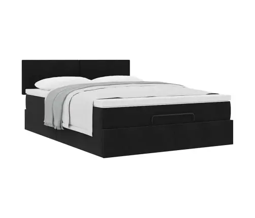 Ottomani Voodi Madratsiga, Must, 140X190cm Samet