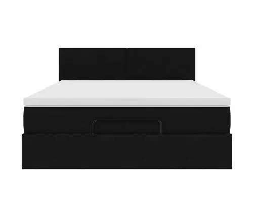 Ottomani Voodi Madratsiga, Must, 140X190cm Samet