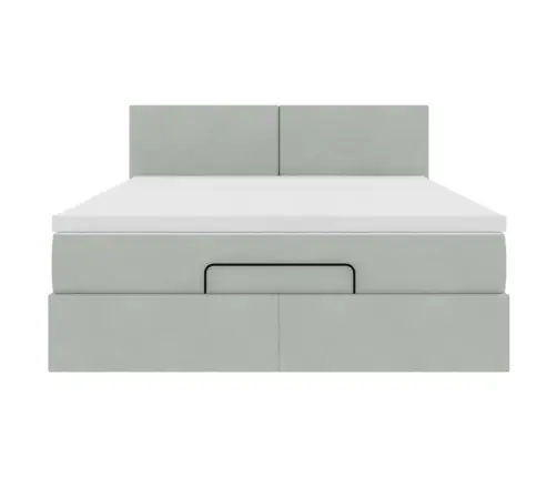 Osmaņu Gulta Ar Matraci, Gaiši Pelēks, 140X200 Cm, Samts Vidaxl