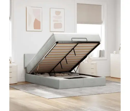 Osmaņu Gulta Ar Matraci, Gaiši Pelēks, 140X200 Cm, Samts Vidaxl