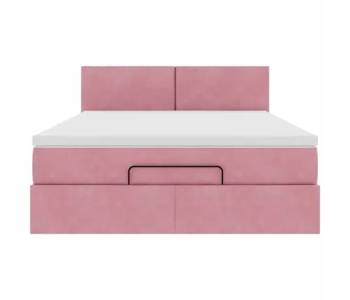 Osmaņu Gulta Ar Matraci, Rozā, 140X200 Cm, Samts Vidaxl