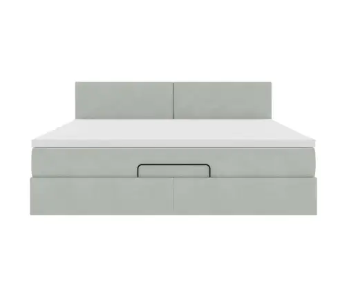 Osmaņu Gultas Rāmis Ar Matrača Gaiši Pelēks 180X200 Cm Samts Vidaxl