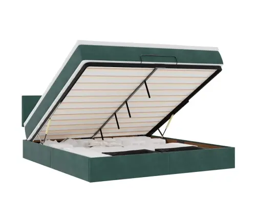 Osmaņu Gultas Rāmis Ar Matrača Tumši Zaļš 180X200 Cm Samts Vidaxl