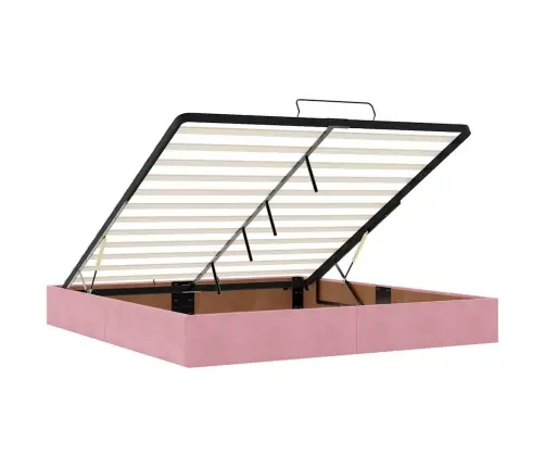 Osmaņu Gultas Rāmis Ar Matrača Rozā 180X200 Cm Samts Vidaxl