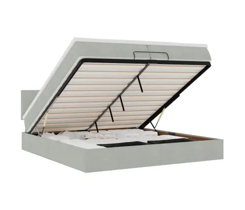 Osmaņu Gultas Rāmis Ar Matrača Gaiši Pelēks 200X200 Cm Samts Vidaxl