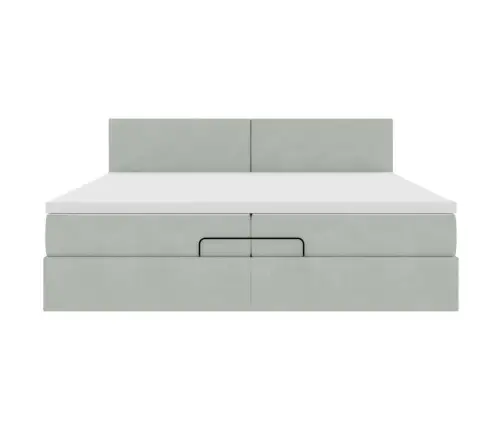 Osmaņu Gultas Rāmis Ar Matrača Gaiši Pelēks 200X200 Cm Samts Vidaxl