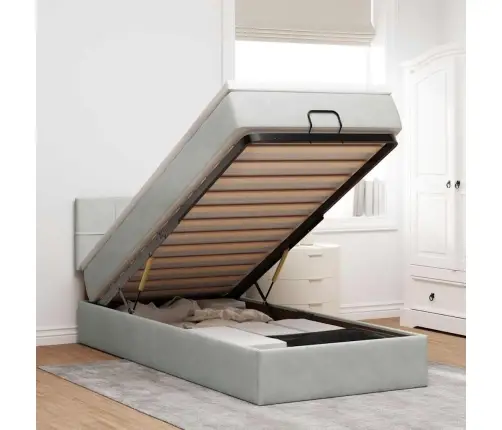 Osmaņu Gultas Rāmis Ar Matrača Gaiši Pelēks 80X200 Cm Samts Vidaxl