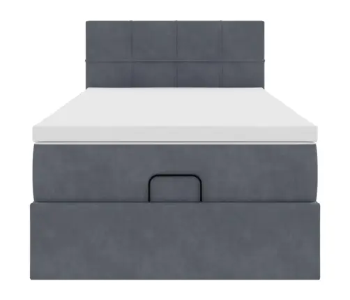 Osmanų Lovos Rėmas Su Čiužiniu, Pilkas, 90X190cm Aksomas