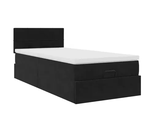 Osmaņu Gultas Rāmis Ar Matrača Melns 90X190Cm Samts Vidaxl