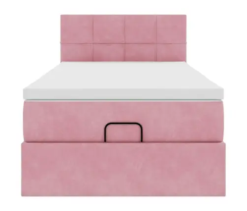 Osmaņu Gultas Rāmis Ar Matrača Rozā 90X190Cm Samts Vidaxl