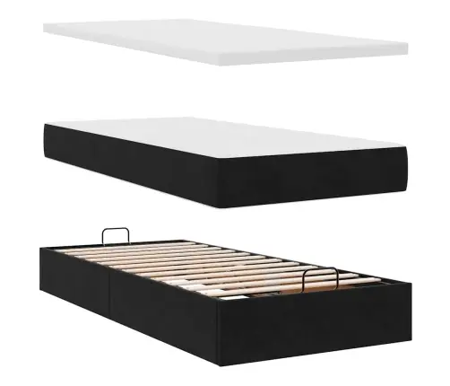 Osmaņu Gultas Rāmis Ar Matrača Melns 90X200Cm Samts Vidaxl