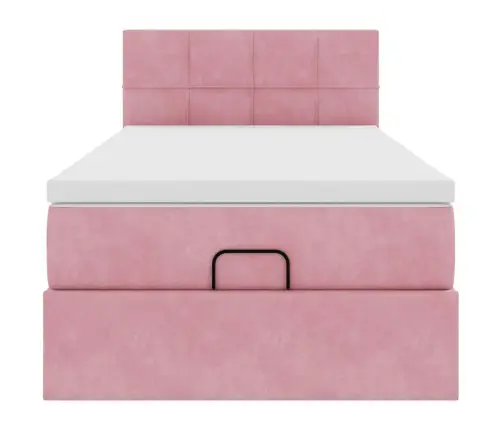 Osmaņu Gultas Rāmis Ar Matrača Rozā 90X200Cm Samts Vidaxl